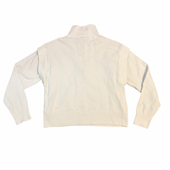 Varley Atwood Sweater Open Knit Tennis Preppy Quarter Zip White Small - Picture 3 of 7